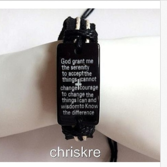 Serenity Prayer Bracelet Shamballa Black Leather - Picture 2 of 6